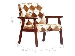 Sillón de cuero auténtico de cabra blanco y marrón