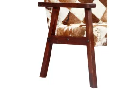 Sillón de cuero auténtico de cabra blanco y marrón