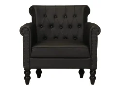Sillón de cuero auténtico de cabra negro