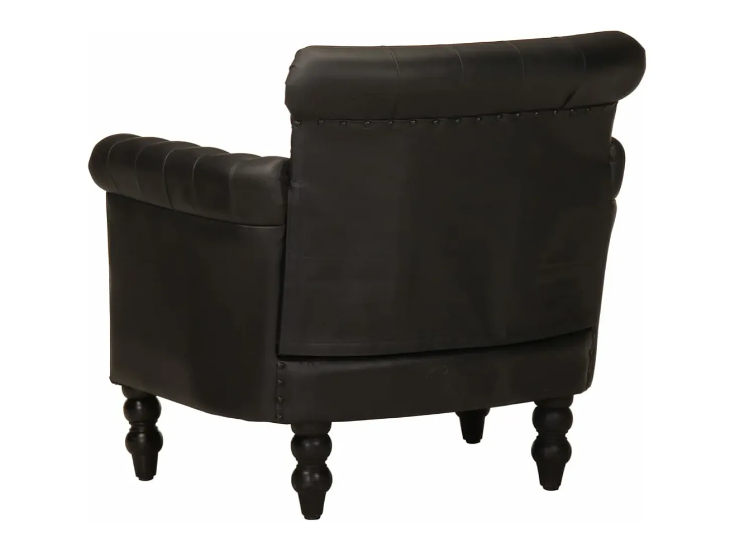 Sillón de cuero auténtico de cabra negro
