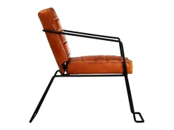 Sillón de cuero auténtico marrón canela