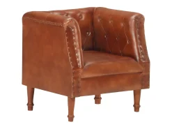 Sillón de cuero auténtico marrón