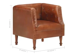 Sillón de cuero auténtico marrón