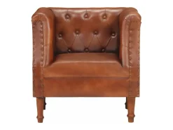Sillón de cuero auténtico marrón