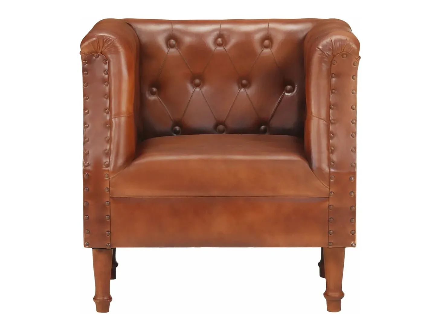 Sillón de cuero auténtico marrón