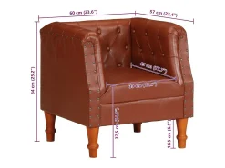 Sillón de cuero auténtico marrón