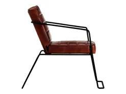 Sillón de cuero auténtico marrón oscuro