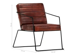 Sillón de cuero auténtico marrón oscuro