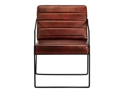 Sillón de cuero auténtico marrón oscuro