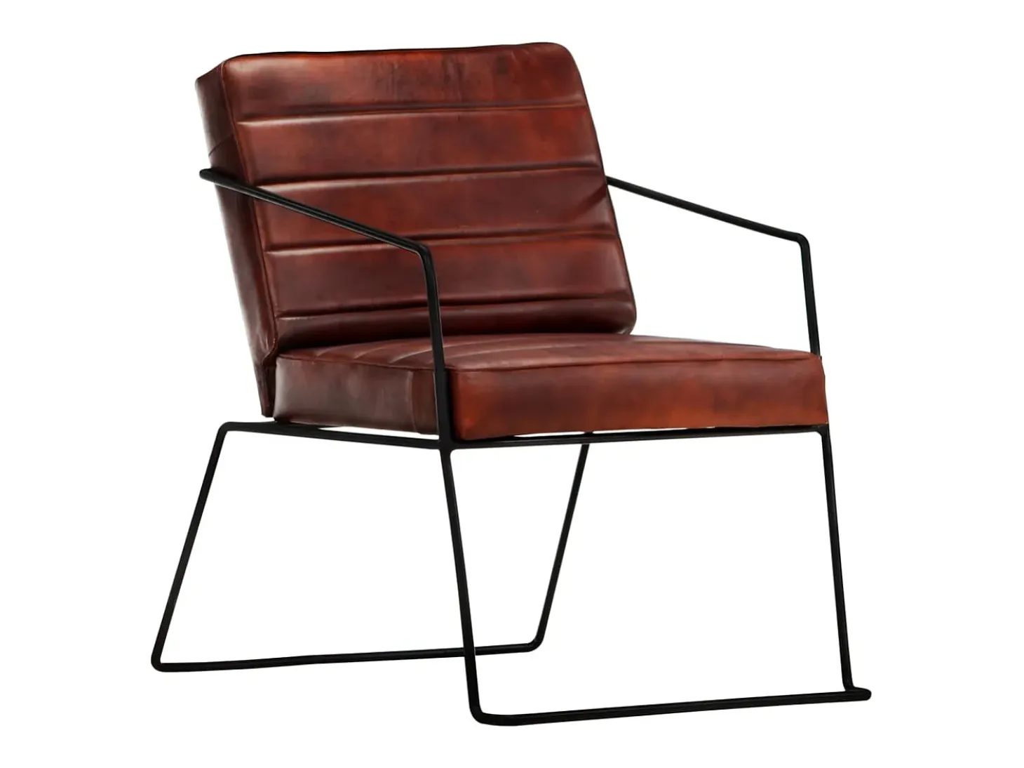 Sillón de cuero auténtico marrón oscuro