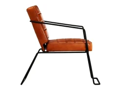 Sillón de cuero auténtico marrón canela ES18001