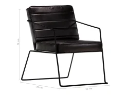 Sillón de cuero auténtico negro