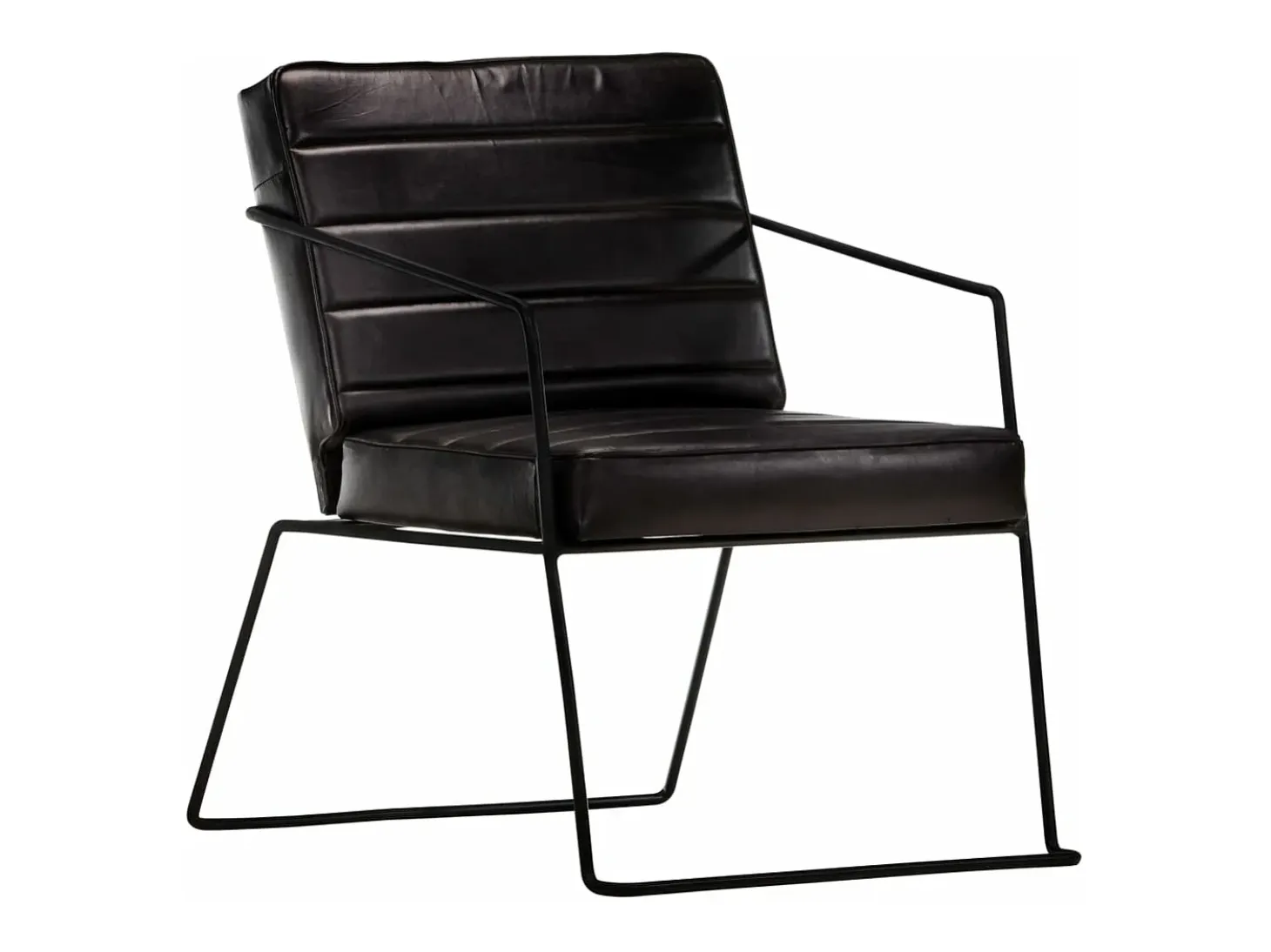 Sillón de cuero auténtico negro