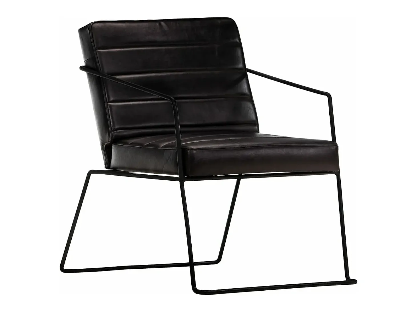 Sillón de cuero auténtico negro