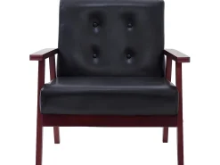 Sillón de cuero sintético negro ES60334