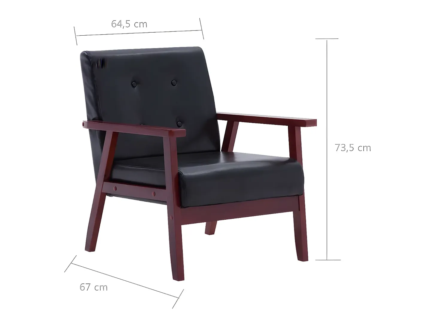 Sillón de cuero sintético negro ES60334
