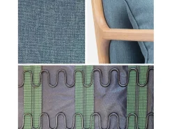 Sillón de diseño de madera y tela azul