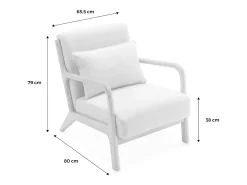 Sillón de diseño de madera y tela beige