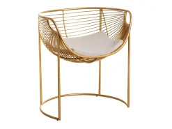 Sillón de diseño en metal dorado con cojín mullido