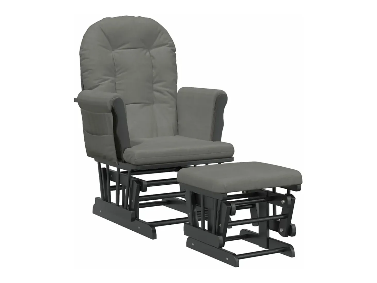 Sillón de lactancia con taburete tela gris oscuro