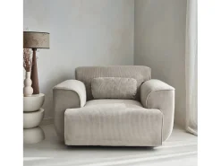 Sillón de pana con cojín gris beige