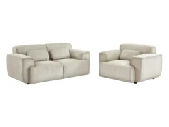 Sillón de pana con cojín gris beige