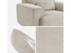 Sillón de pana con cojín gris beige