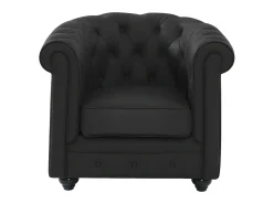 Sillón de piel de búfalo negro CHESTERFIELD