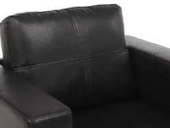 Sillón de piel sintética en color negro Largo 84 cm ACKLEY