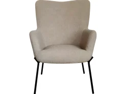 Sillón de poliéster rizado marrón con pies negros