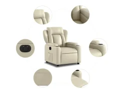 Sillón de relax | Silla | Sillón reclinable eléctrico de cuero sintético crema SHL3070