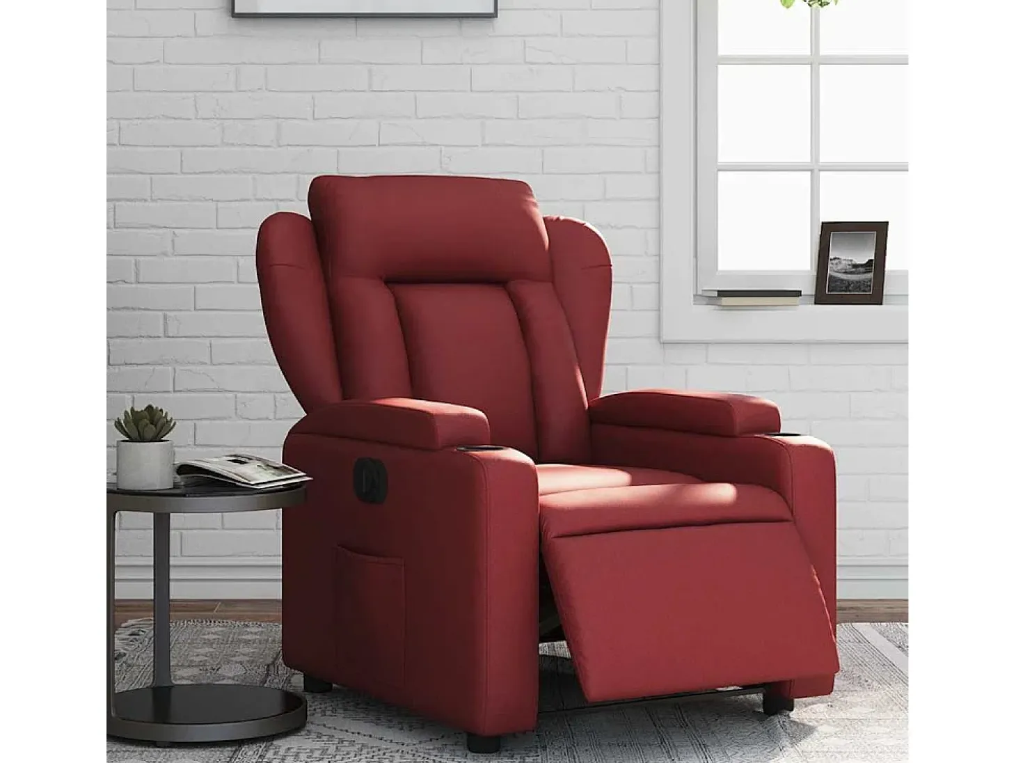 Sillón de relax | Silla | Sillón reclinable eléctrico de cuero sintético rojo tinto SHL2159