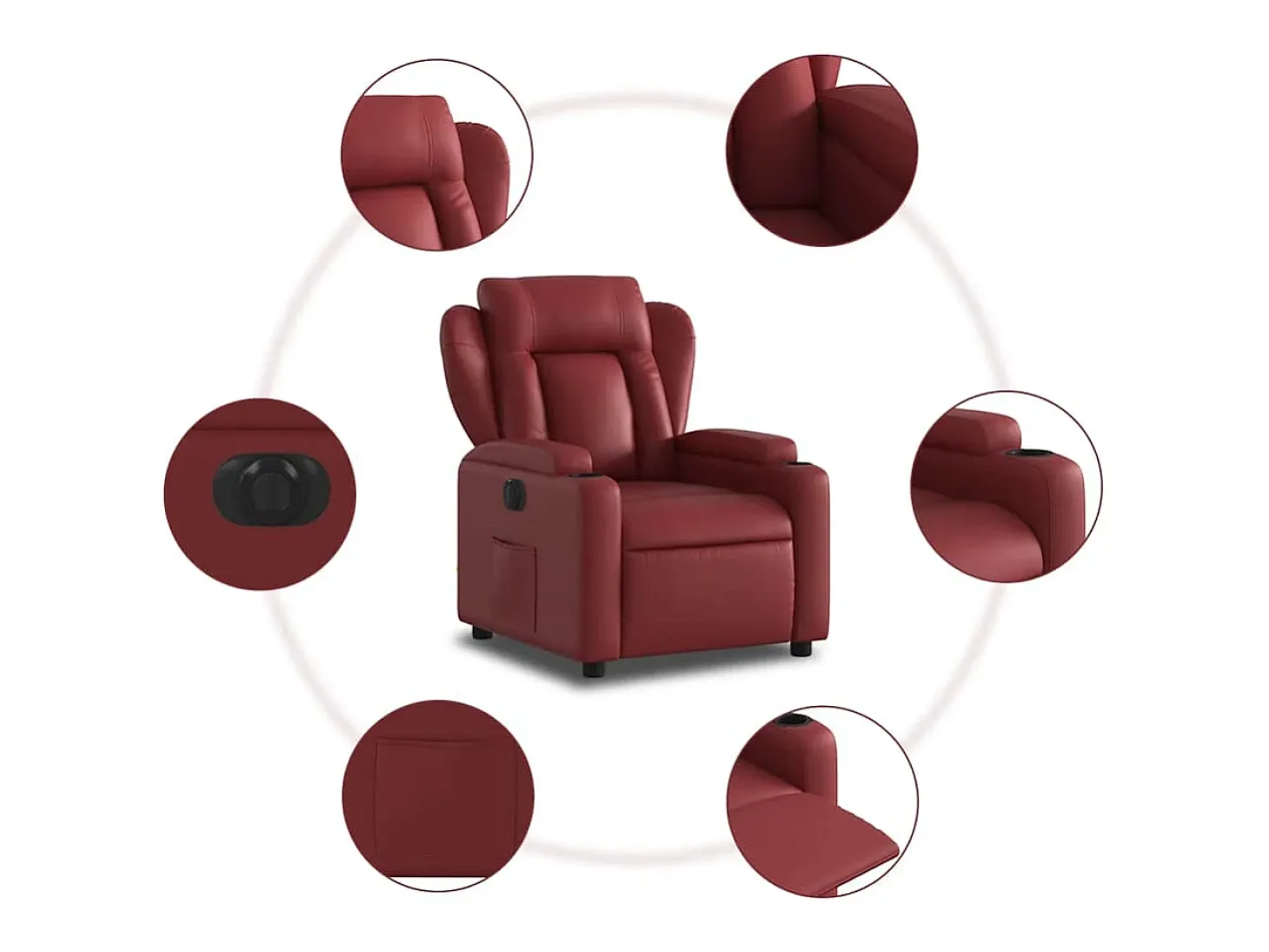 Sillón de relax | Silla | Sillón reclinable eléctrico de cuero sintético rojo tinto SHL2159