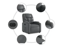 Sillón de relax | Silla | Sillón reclinable eléctrico de cuero sintético gris SHL2483