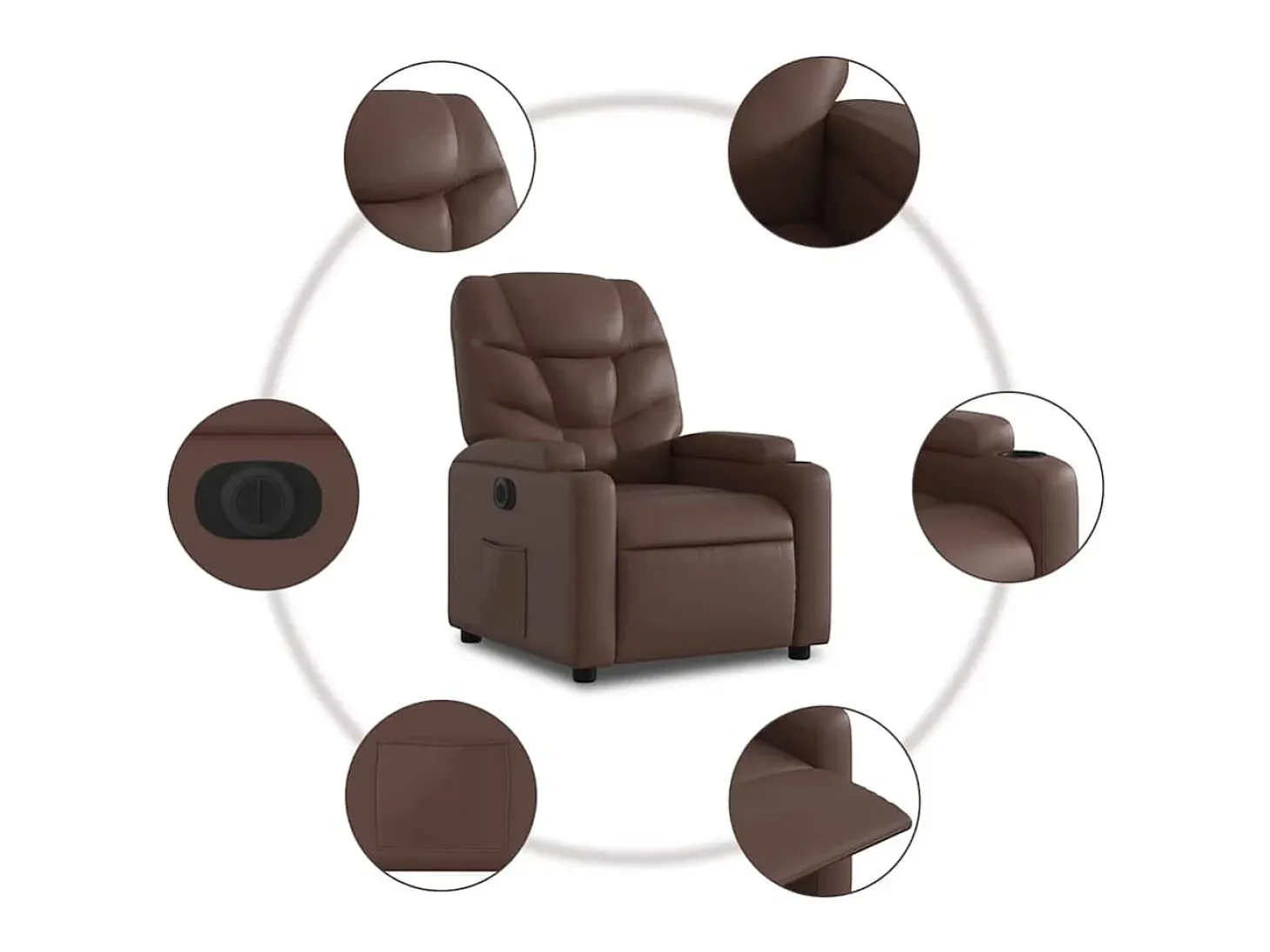 Sillón de relax | Silla | Sillón reclinable eléctrico de cuero sintético marrón SHL2013