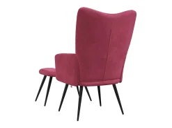 Sillón de relax | Silla de relax con taburete terciopelo rojo tinto SHL3204