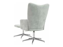 Sillón de relax | Silla de relax con taburete terciopelo gris claro SHL7490