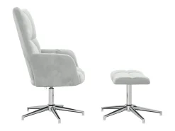 Sillón de relax | Silla de relax con taburete terciopelo gris claro SHL7490