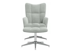 Sillón de relax | Silla de relax con taburete terciopelo gris claro SHL7490