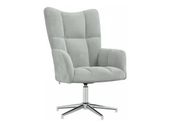 Sillón de relax | Silla de relax con taburete terciopelo gris claro SHL7490