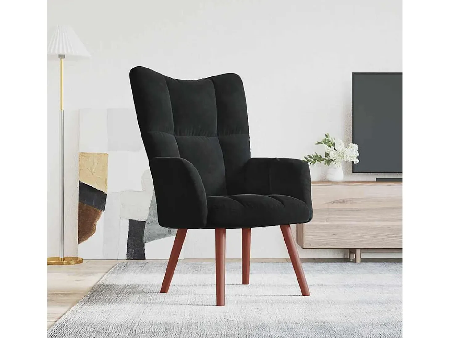 Sillón de relax | Silla de relax de terciopelo negro SHL7623