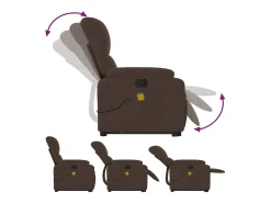 Sillón de relax | Sillón reclinable de masaje elevable tela de microfibra marrón SHL5787