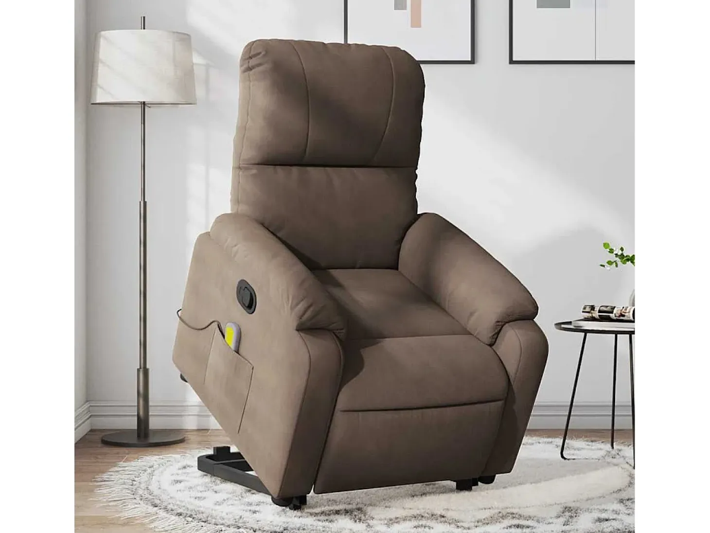 Sillón de relax | Sillón reclinable de masaje elevable tela de microfibra marrón SHL5787