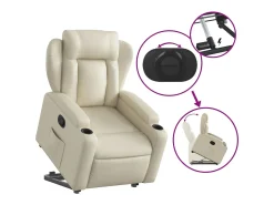 Sillón de relax | Sillón reclinable elevable cuero artificial color crema SHL4404