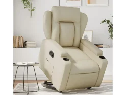 Sillón de relax | Sillón reclinable elevable cuero artificial color crema SHL4404