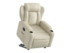 Sillón de relax | Sillón reclinable elevable cuero artificial color crema SHL4404