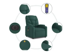 Sillón de relax | Sillón reclinable de masaje eléctrico tela verde oscuro SHL7306