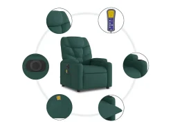 Sillón de relax | Sillón reclinable de masaje eléctrico tela verde oscuro SHL7306