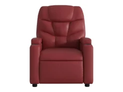 Sillón de relax | Sillón reclinable de cuero sintético rojo tinto SHL3354