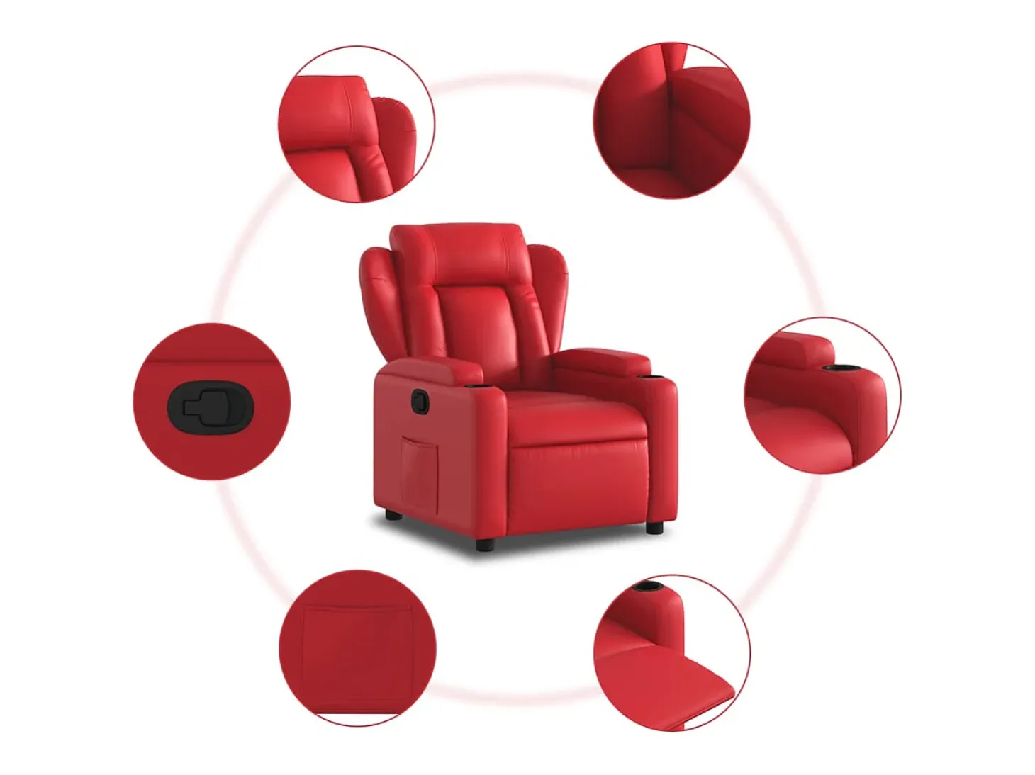 Sillón de relax | Sillón reclinable de cuero sintético rojo SHL2699